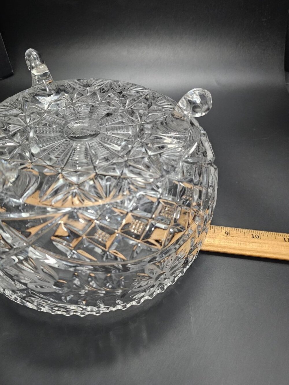 Anna Hutte Cut Glass Bowl vintage West Germany Lead Crystal footed Centerpiece - Picture 7 of 10